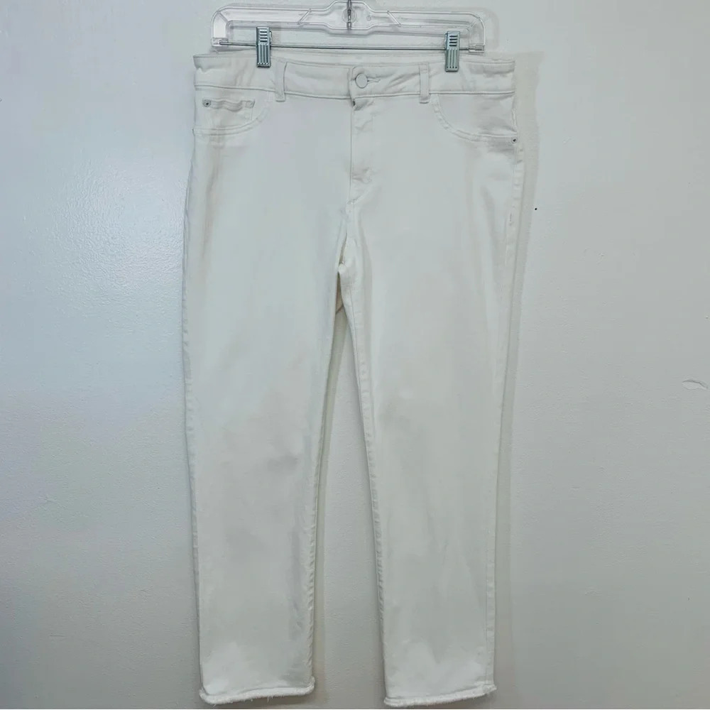 DL1961 Jeans Woman 32 White Mara Straight Ankle Instasculpt Stretch Pockets